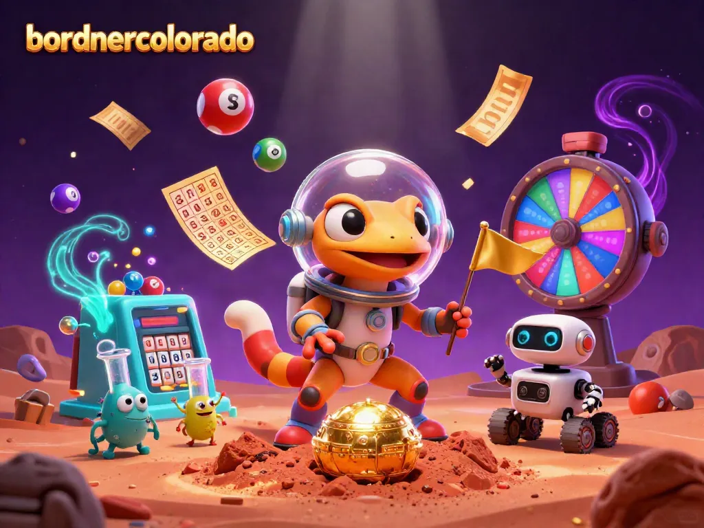 Experience the thrill of bordnercolorado with a Martian gecko and alien casino elements.