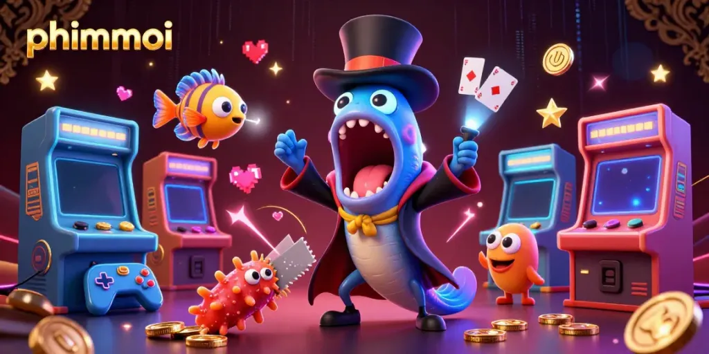Experience phimmoi's vibrant gambling adventure featuring animated sea creatures in a lively casino scene.